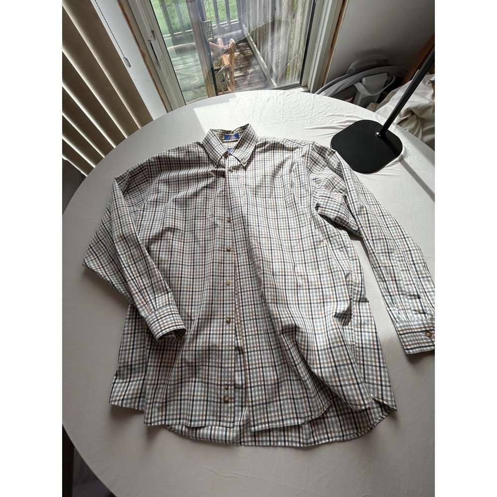 Pendleton Mens Blue Brown Plaid Cotton Button Down Shirt Large RN29685
